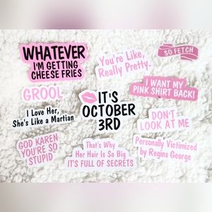 Mean Girls Mini Pack / Mean Girls Stickers / Burn Book / October 3rd / So Fetch